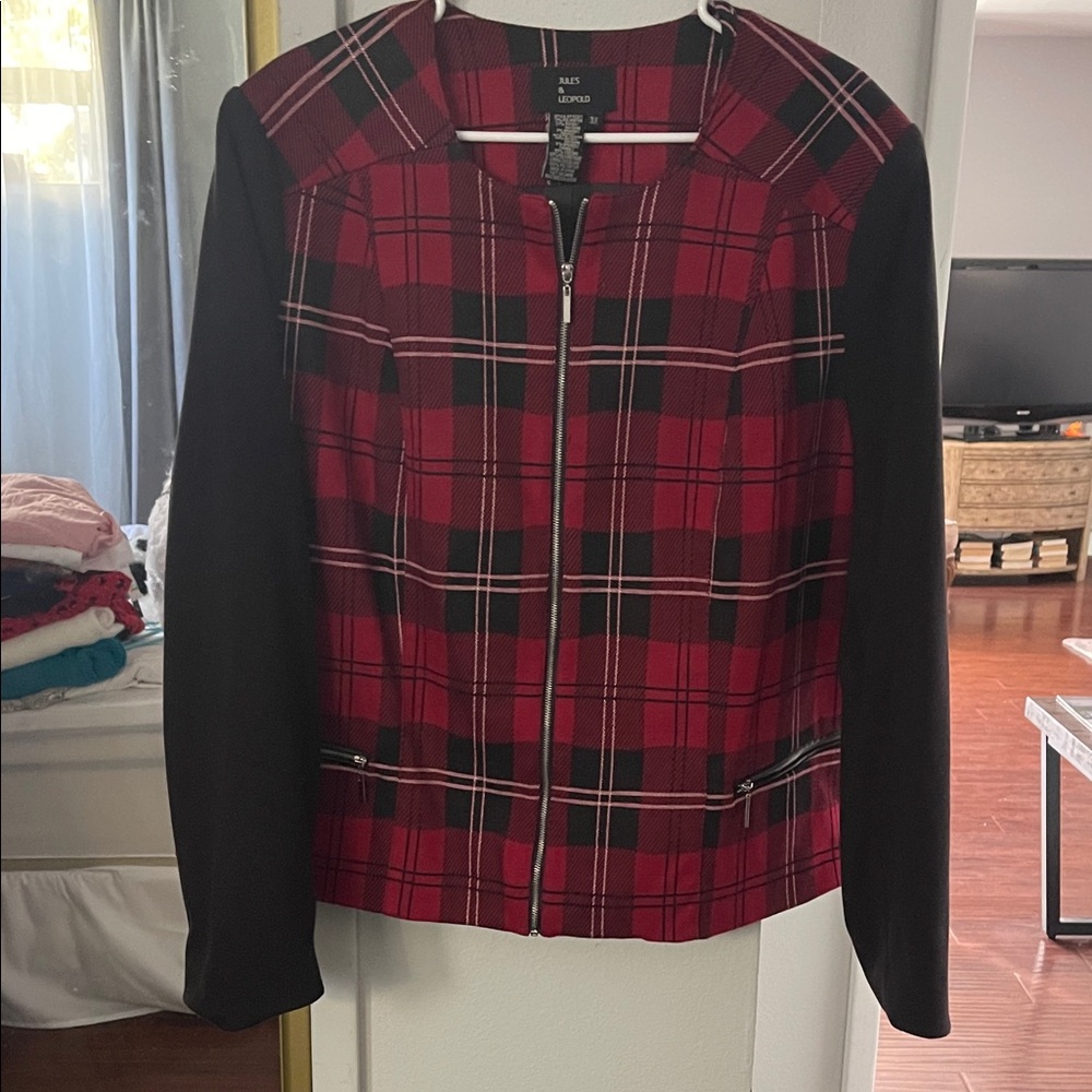 Jules & Leopold Red and Black Plaid Blazer
